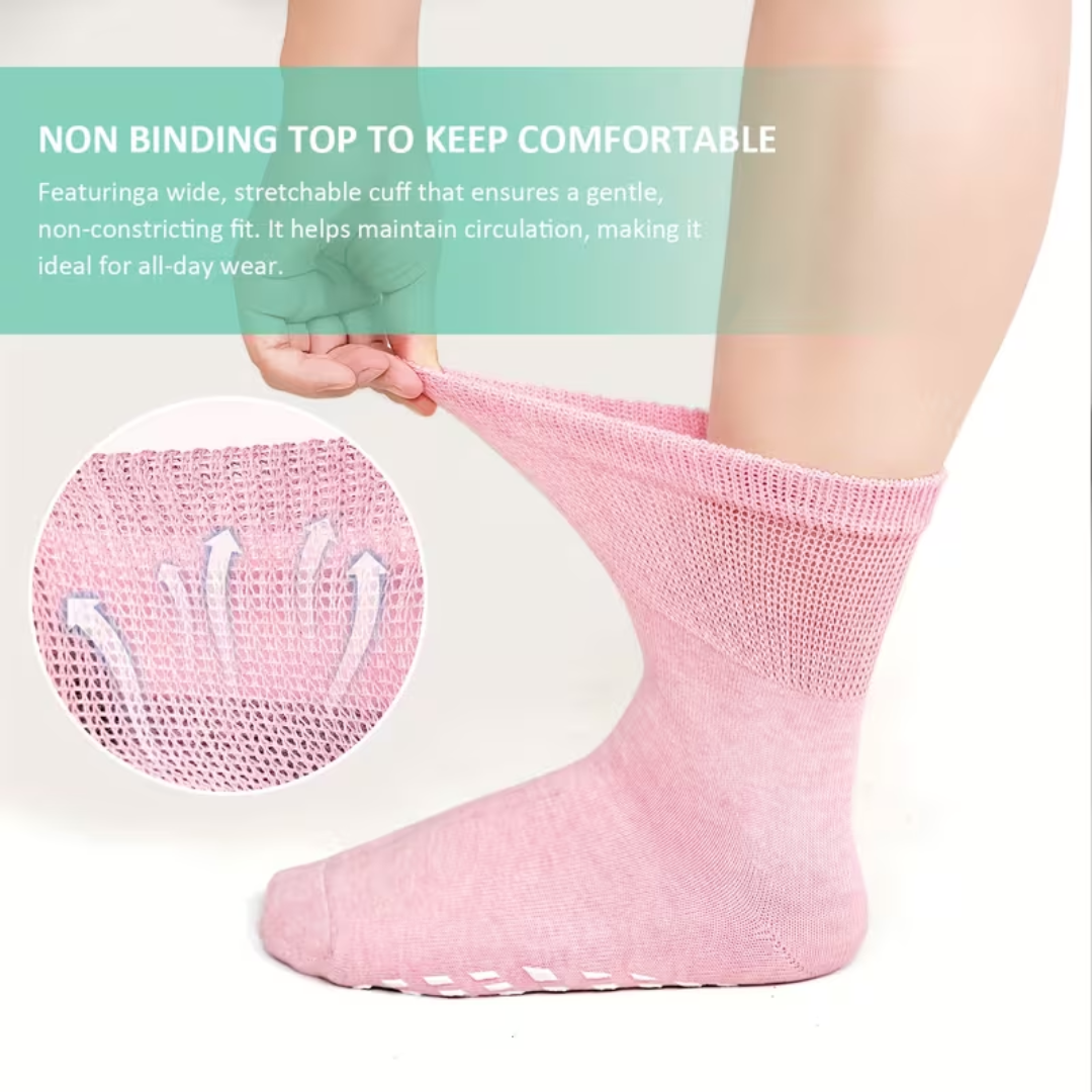 Breathable Anti-Slip Socks for Seniors with Wide Toe Fit