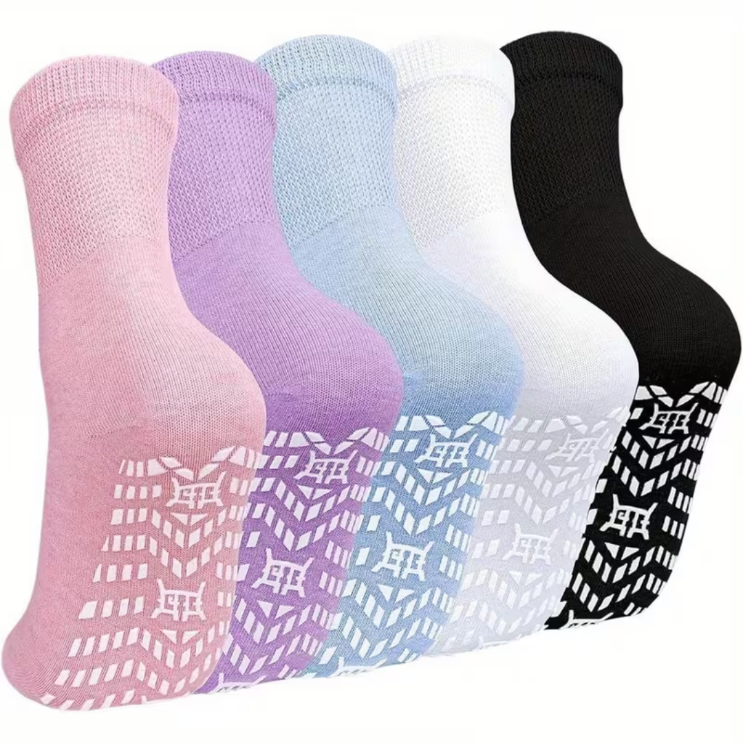Breathable Anti-Slip Socks for Seniors with Wide Toe Fit