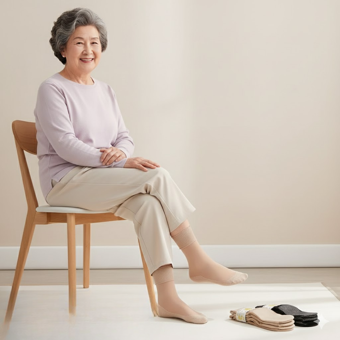 Non-Slip Socks for Seniors (Pack of 10) | Wide Cuffs, Comfort Fit