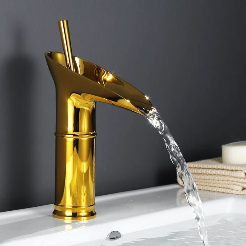 Elegant Vintage Waterfall Basin Faucet in Antique Brass