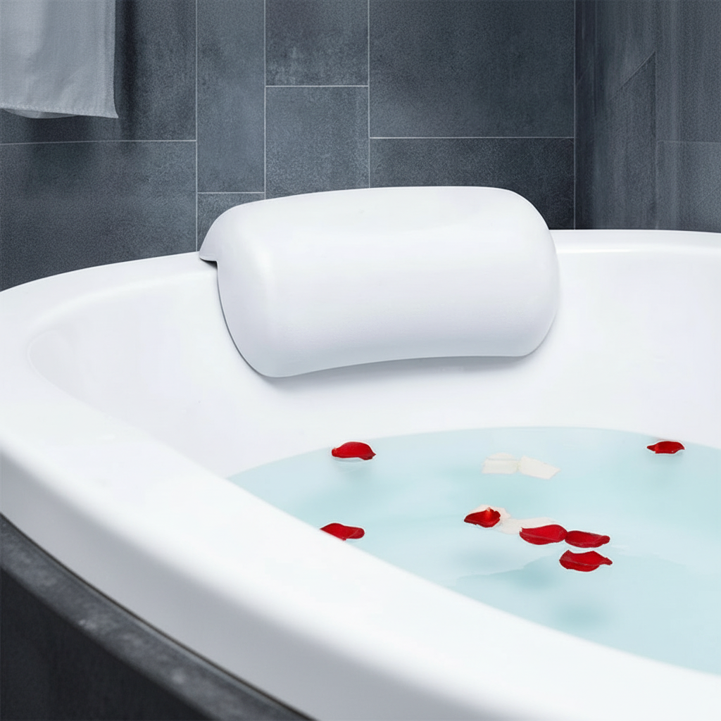Neck and Head Support Pillow for Bathtub with Suction Cups