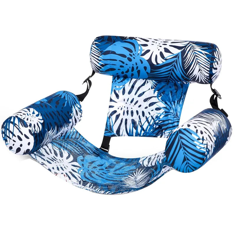 Tropical Inflatable Lounge Chair with Adjustable Backrest for Pool Relaxation