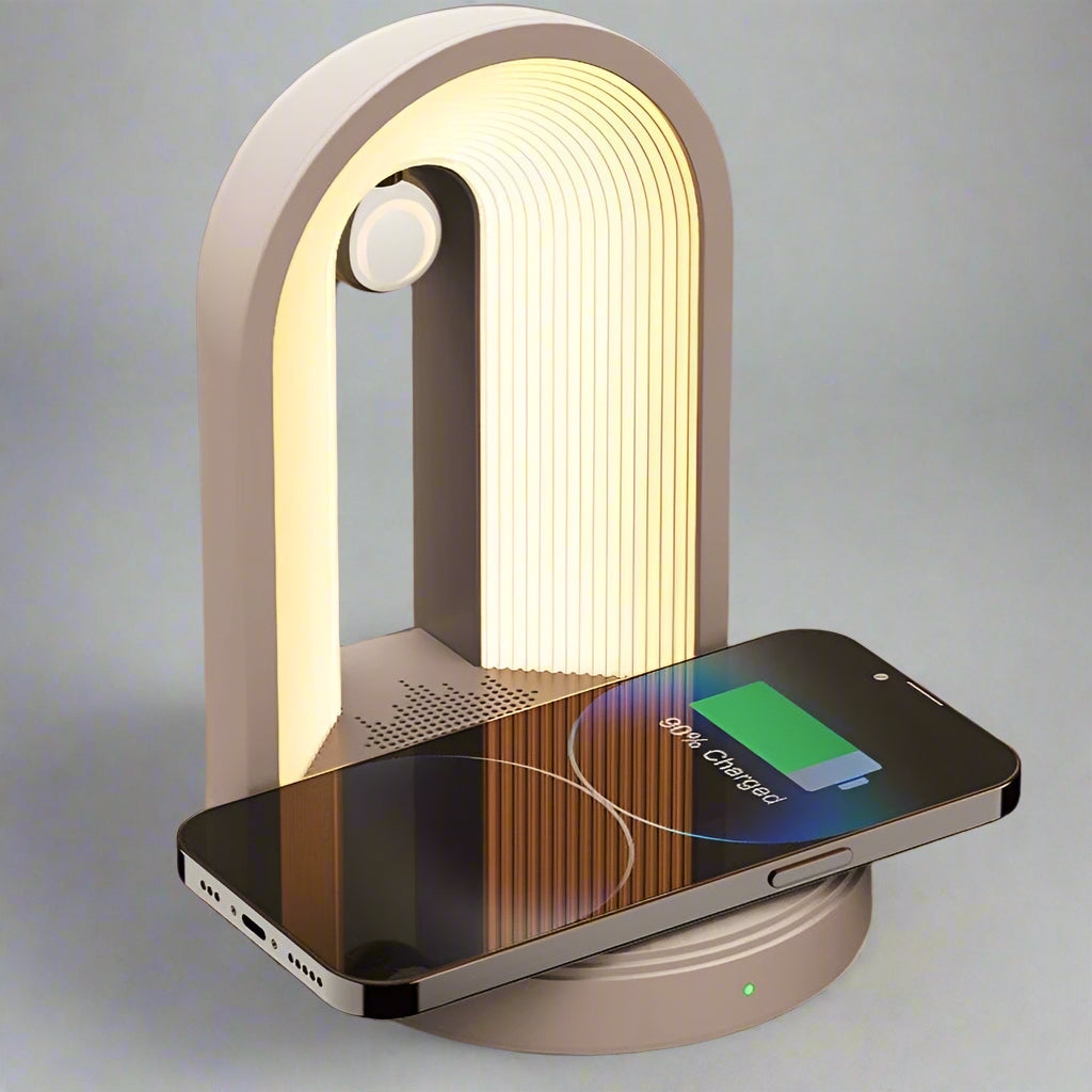 Elegant Smart Lamp with Wireless Charging & Audio Functionality