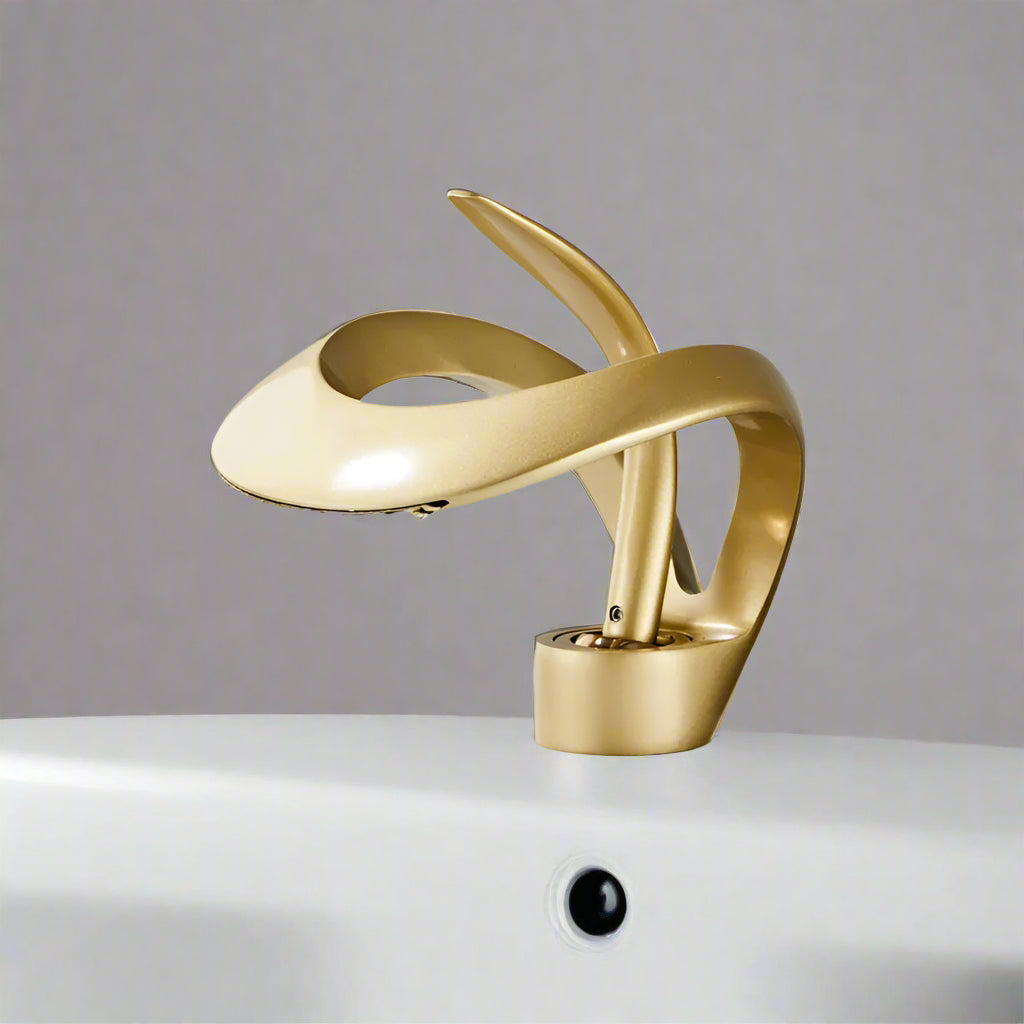 Waterfall Bathroom Faucet with Brass Finish for Contemporary Vanities