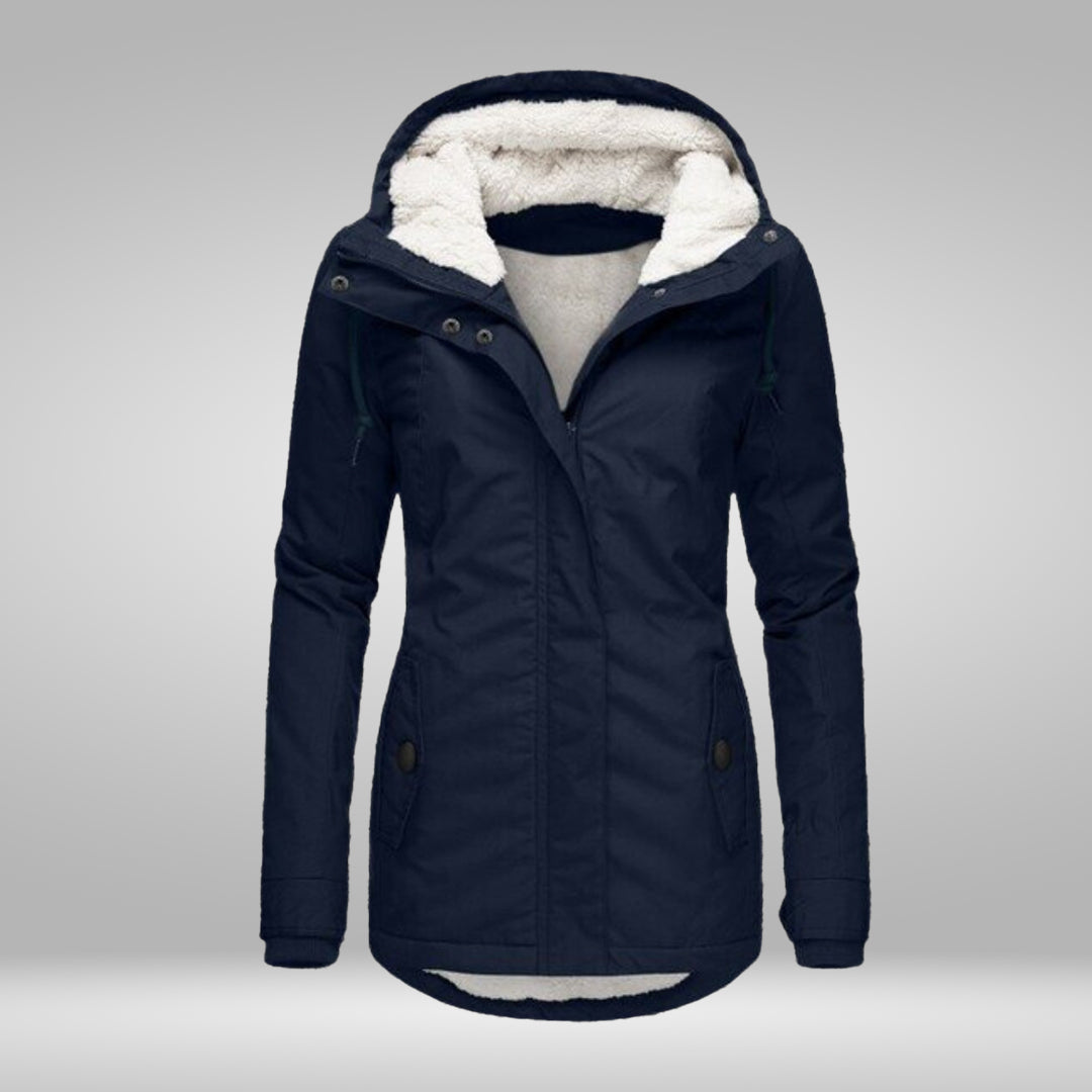 Women’s Winter Coat | Pleated Design with Detachable Lambswool Hood | Soft Teddy Lining & Practical Pockets | Comfortable Fit