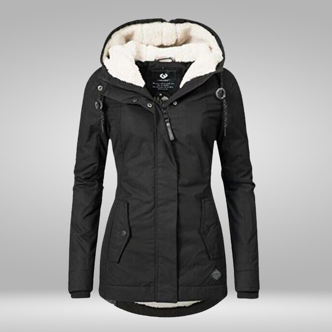 Women’s Winter Coat | Pleated Design with Detachable Lambswool Hood | Soft Teddy Lining & Practical Pockets | Comfortable Fit
