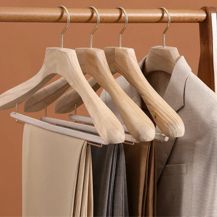 Wide Shoulder Wooden Hangers Made of Camphor Wood