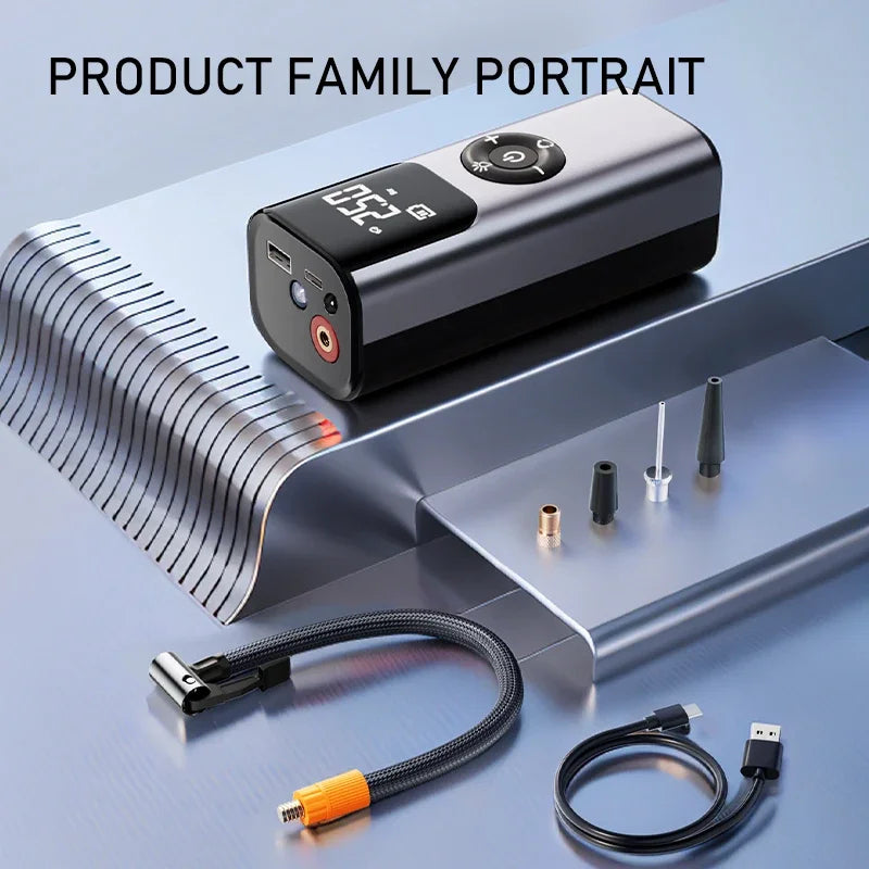 Compact Wireless Tire Inflator with Digital Screen – Portable Air Pump