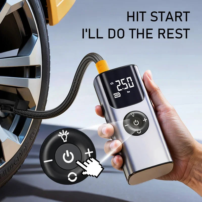 Compact Wireless Tire Inflator with Digital Screen – Portable Air Pump
