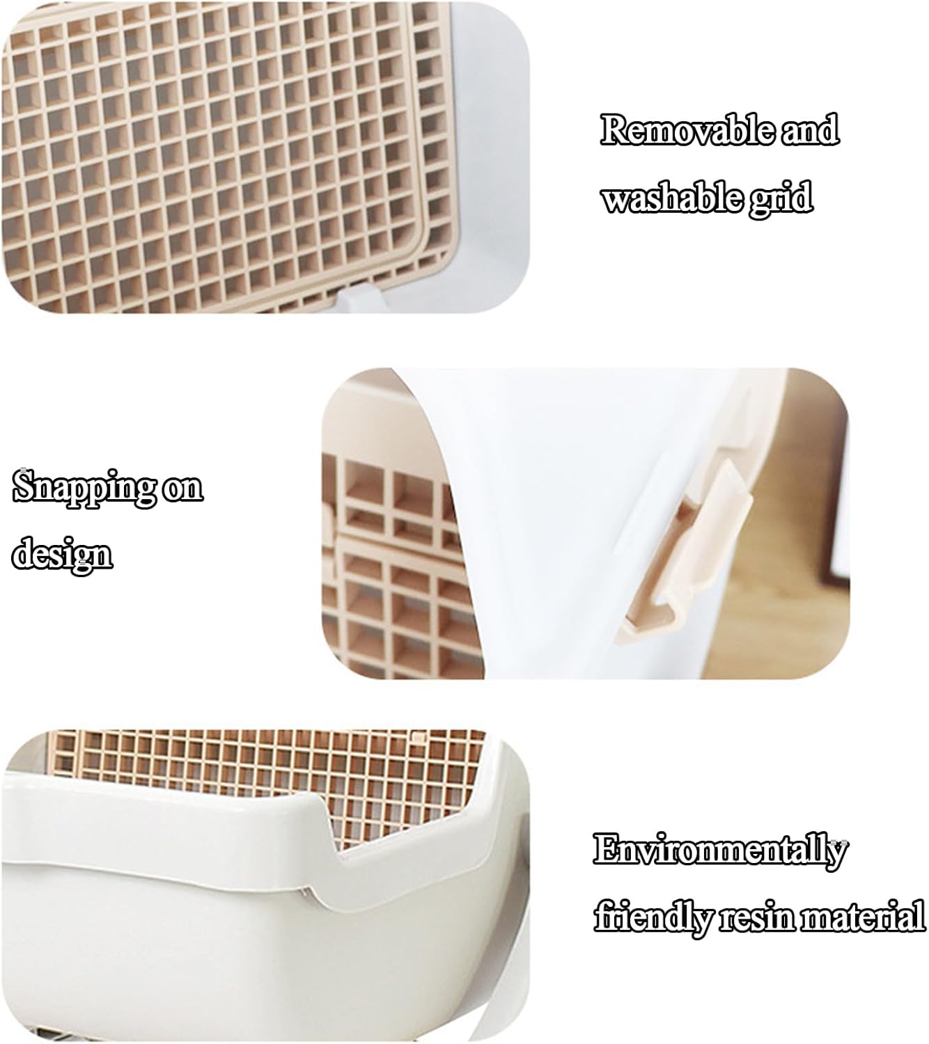 Self-Cleaning Cat Litter Box with Tilt Tray | Odor Management | Open Design | 50x50x46cm | Beige and Grey