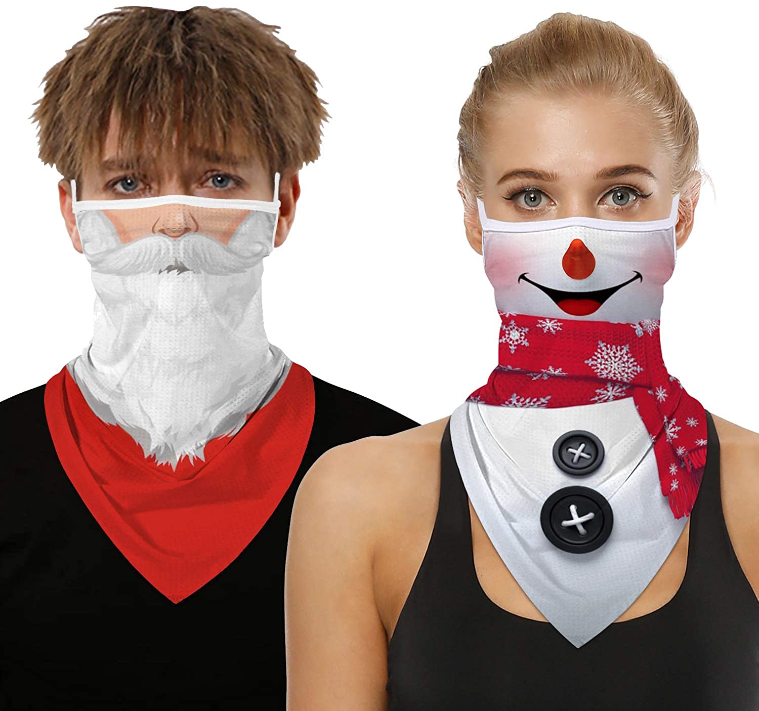 2 Pcs Funny Ugly Christmas Masks Neck Gaiters