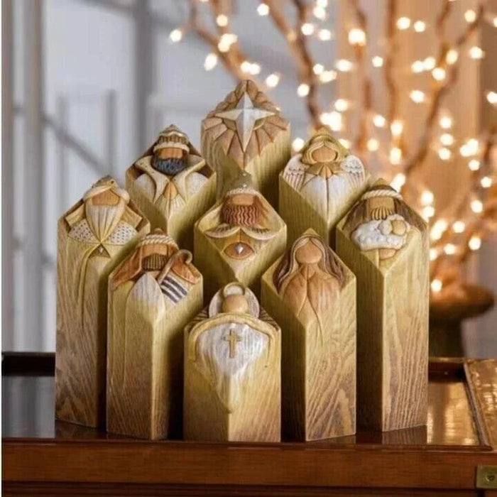 Elegant Nativity Column Statues for Holiday Spirit