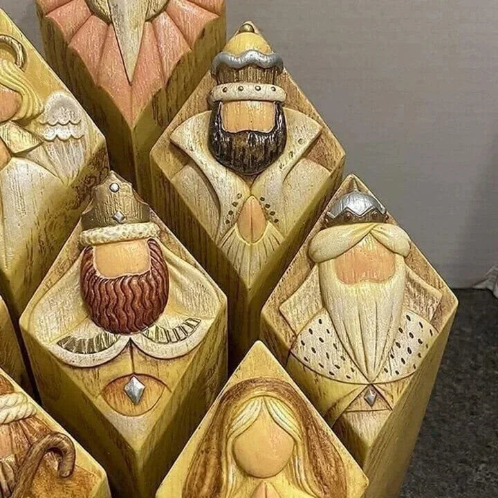 Elegant Nativity Column Statues for Holiday Spirit