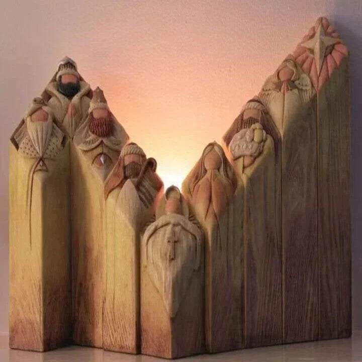 Elegant Nativity Column Statues for Holiday Spirit