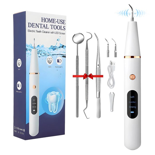 Home Tooth Cleaning Ultrasonic Wand with LED Light and USB Fast Charge