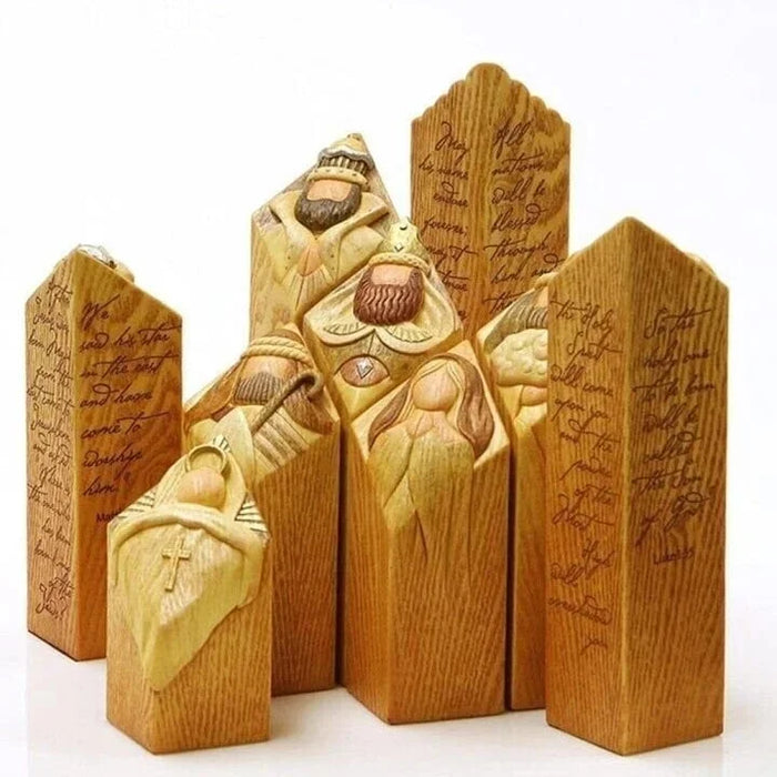 Elegant Nativity Column Statues for Holiday Spirit