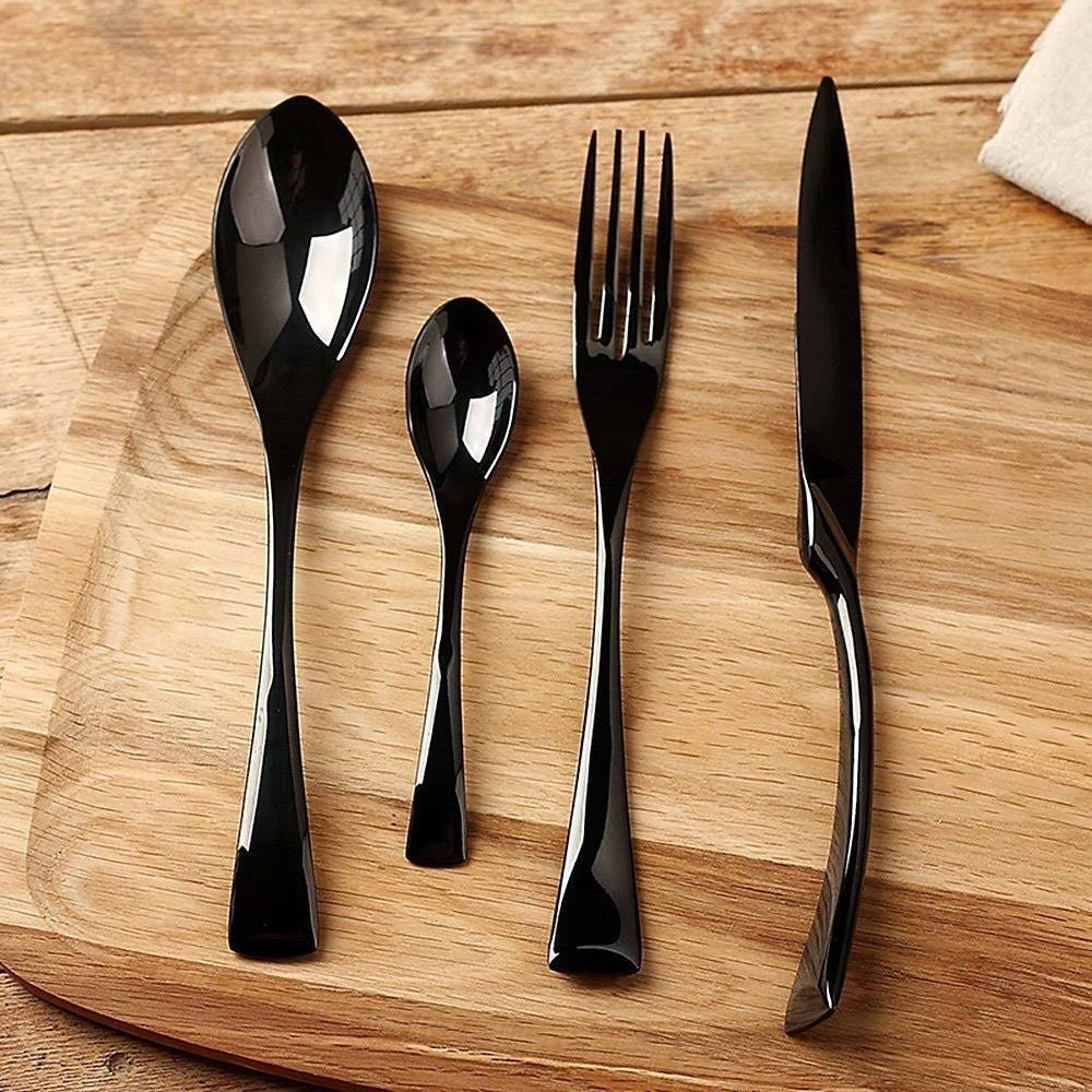 Sleek Black Stainless Steel Dining Cutlery Collection