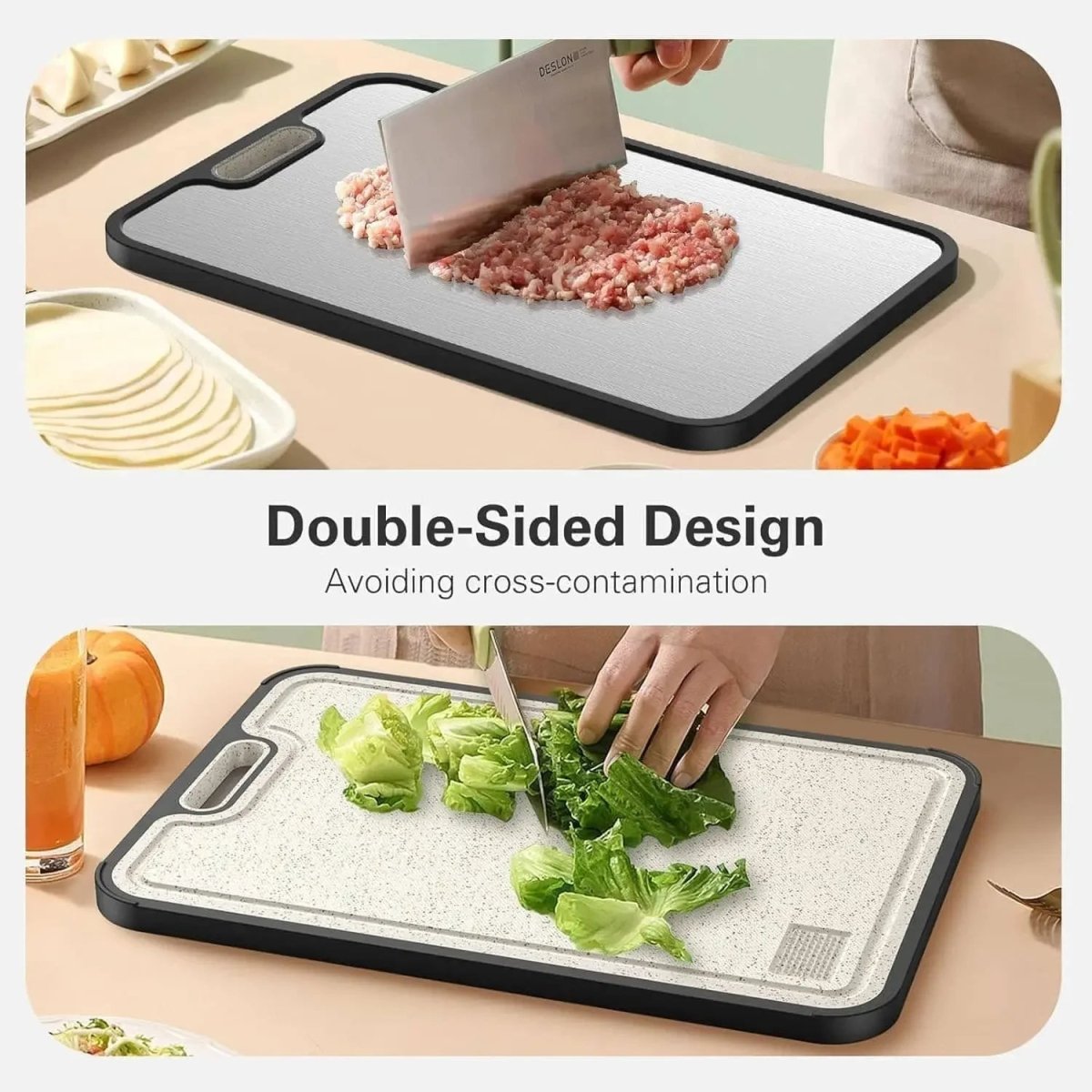 Titanium Chef Pro Cutting Board - Dual-Sided Non-Slip Design
