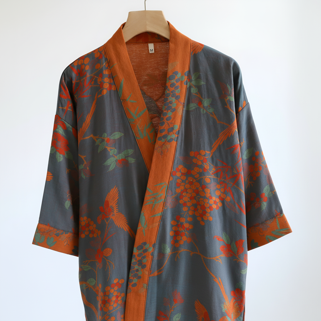 Quick-Dry Retro-Inspired Soft Cotton Bathrobe for All-Day Comfort