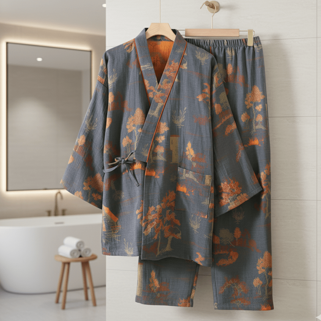 SereneBrush Cotton Kimono Loungewear Set for Ultimate Comfort