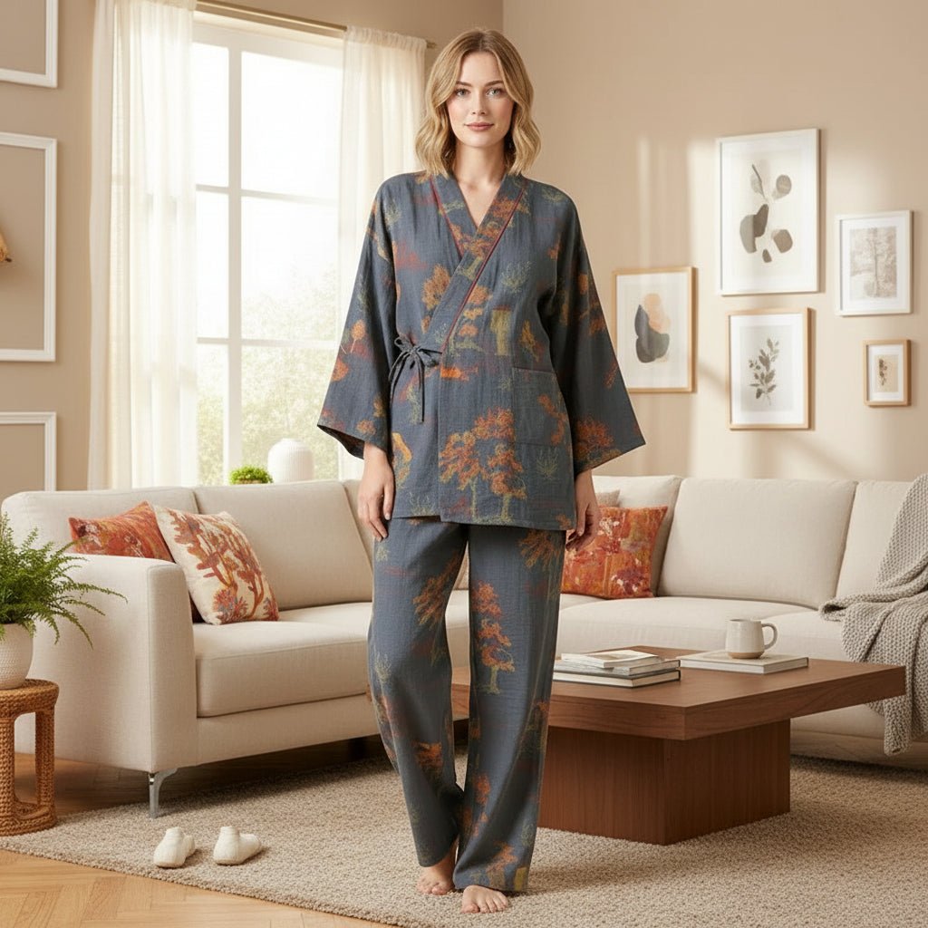 SereneBrush Cotton Kimono Loungewear Set for Ultimate Comfort
