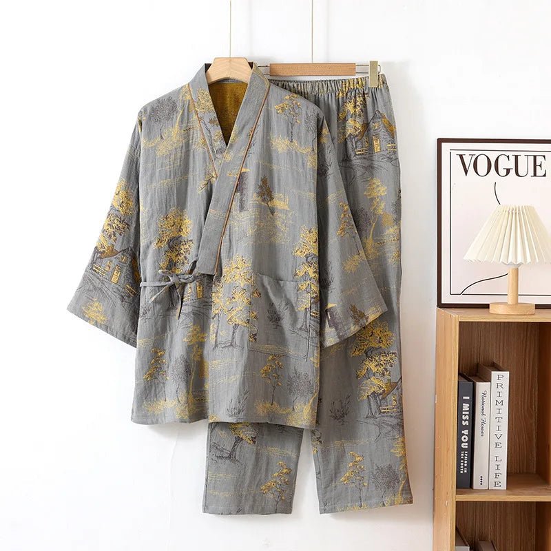SereneBrush Cotton Kimono Loungewear Set for Ultimate Comfort
