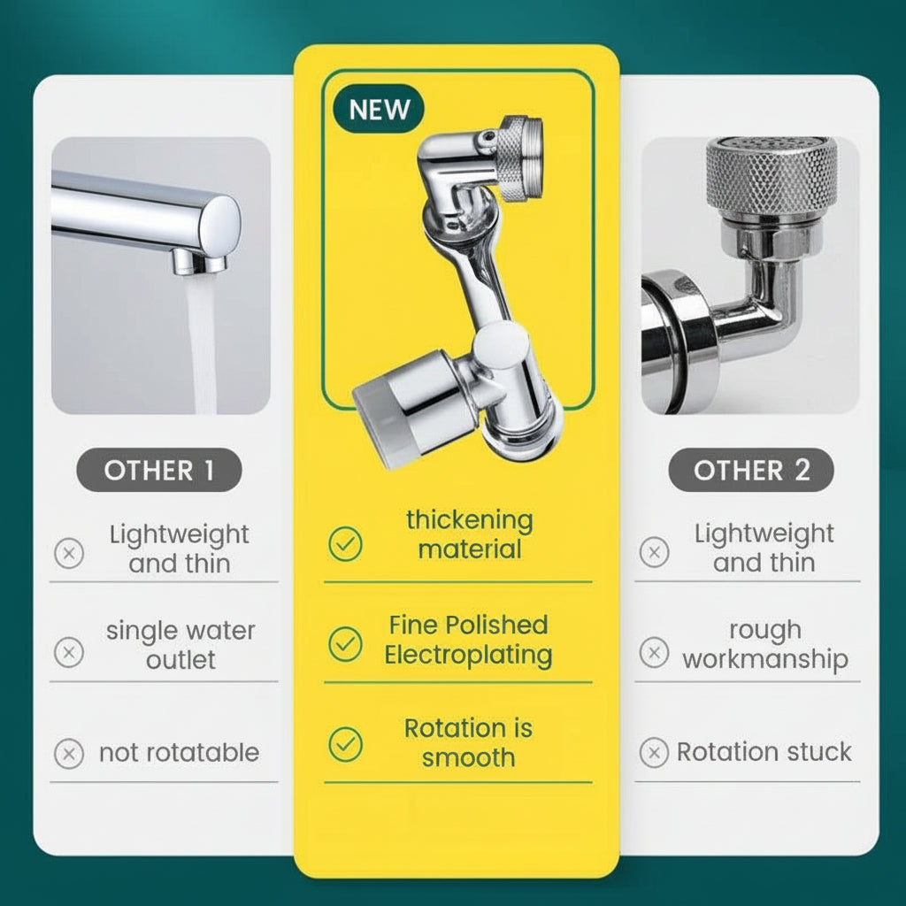 Versatile Splash-Free Faucet Attachment with Rotating Head