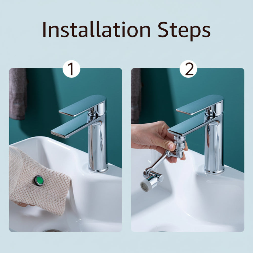 Versatile Splash-Free Faucet Attachment with Rotating Head