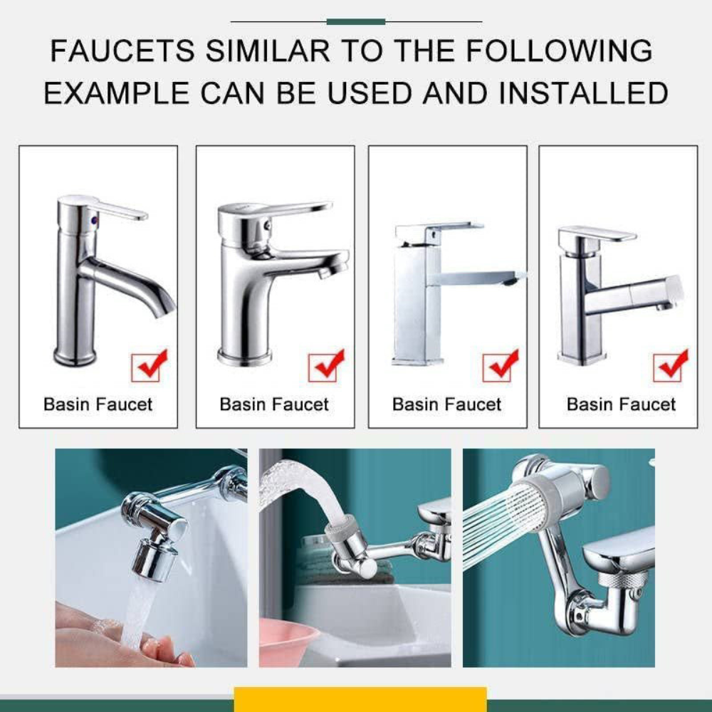 Versatile Splash-Free Faucet Attachment with Rotating Head