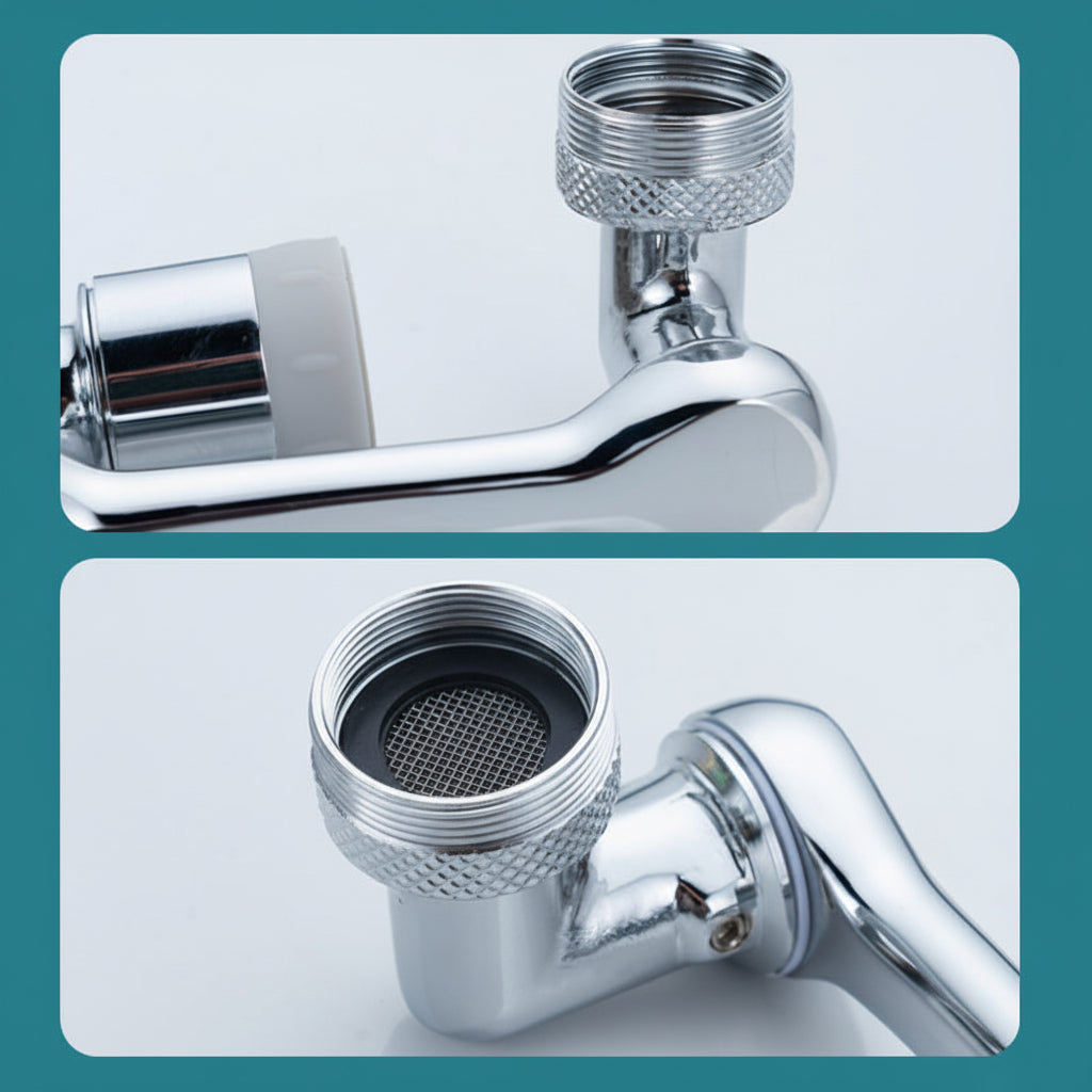 Versatile Splash-Free Faucet Attachment with Rotating Head
