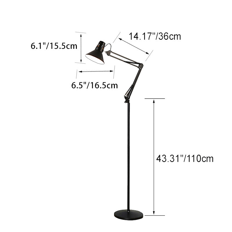 Contemporary Scandinavian Retractable Swivable Round Iron Floor Lamp with 1 Light for Bedroom