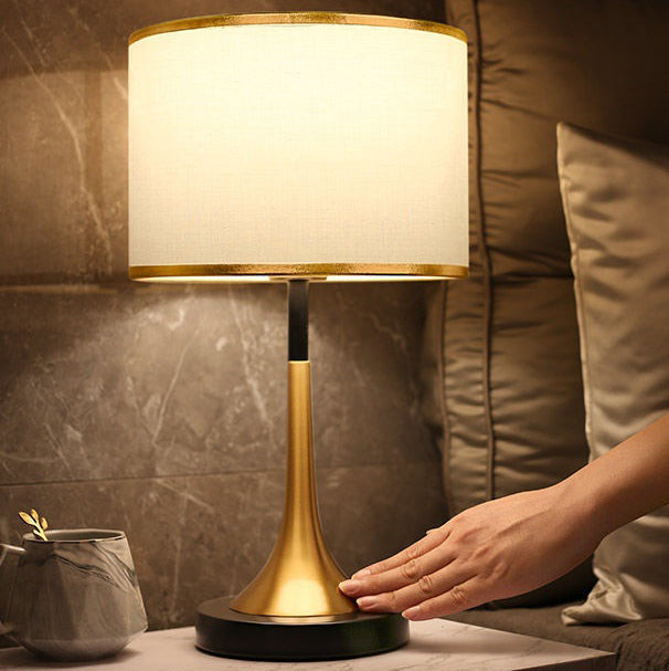 Adjustable Touch-Controlled Table Lamp with Chic Fabric Shade