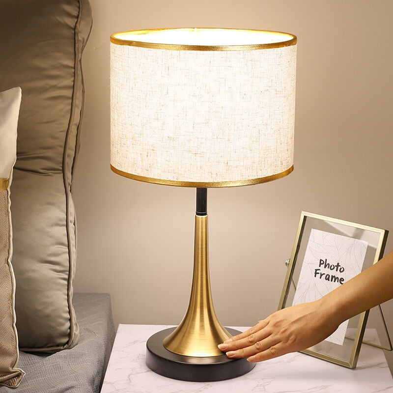 Adjustable Touch-Controlled Table Lamp with Chic Fabric Shade