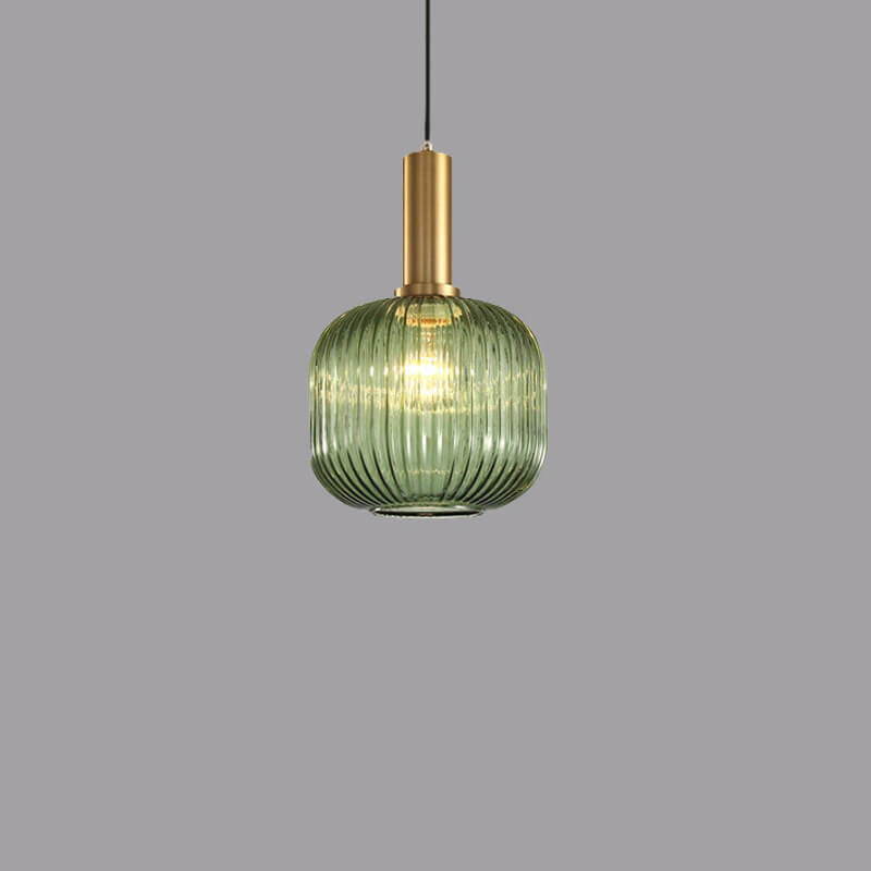 Taavita Minimalist Glass Lantern, Striped Single Flame Pendant Light