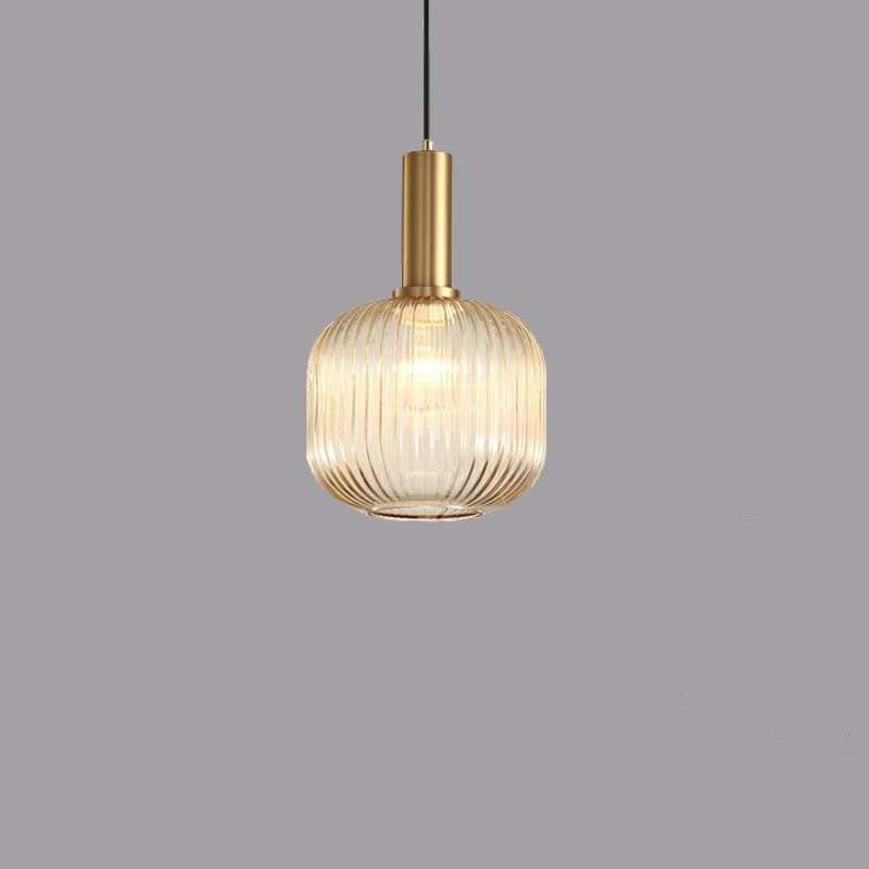 Taavita Minimalist Glass Lantern, Striped Single Flame Pendant Light
