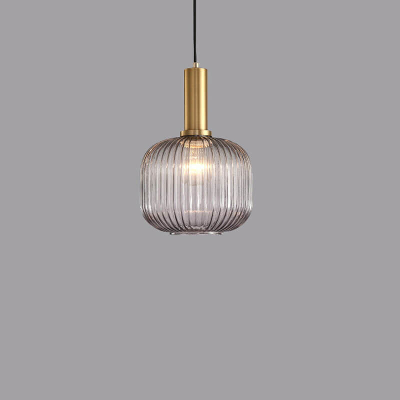Taavita Minimalist Glass Lantern, Striped Single Flame Pendant Light