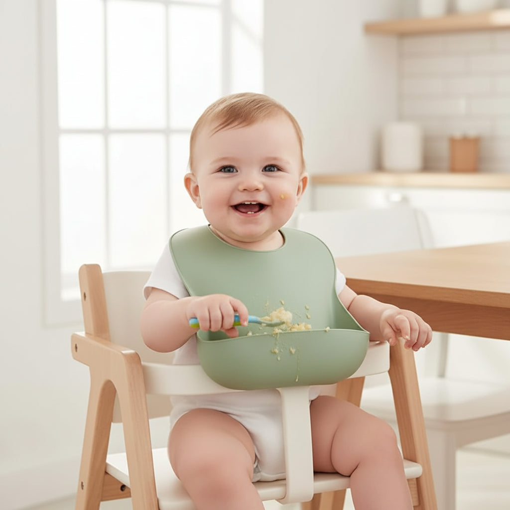 Adjustable Silicone Feeding Bib with Waterproof Design