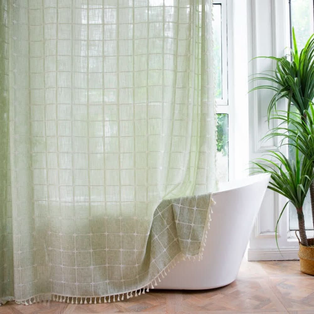 Serenity Soft Cotton Shower Curtain with Elegant Fringes