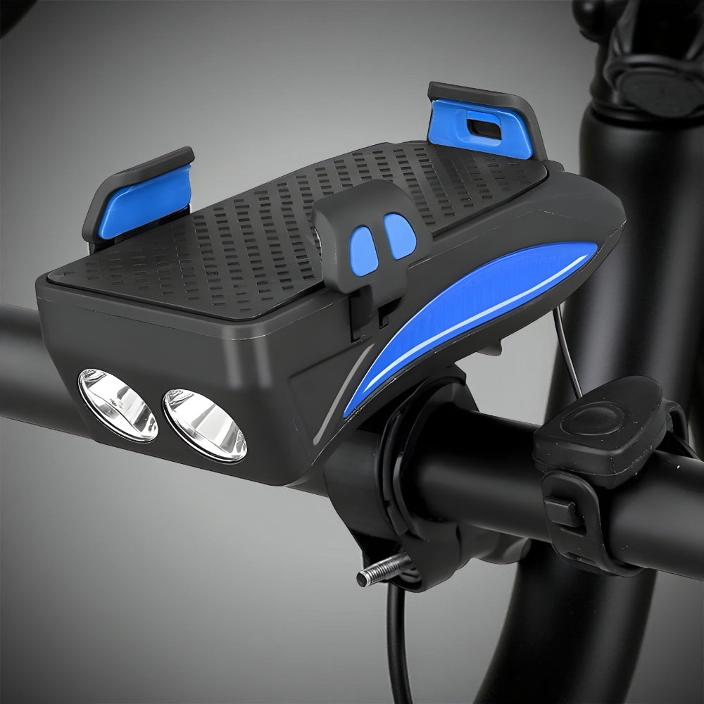 Versatile Bike Light with Phone Holder, Horn, and Charger