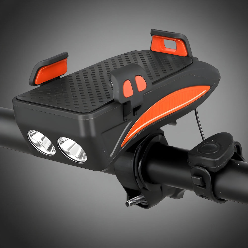 Versatile Bike Light with Phone Holder, Horn, and Charger