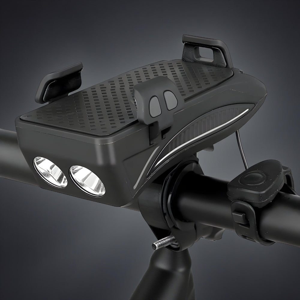 Versatile Bike Light with Phone Holder, Horn, and Charger