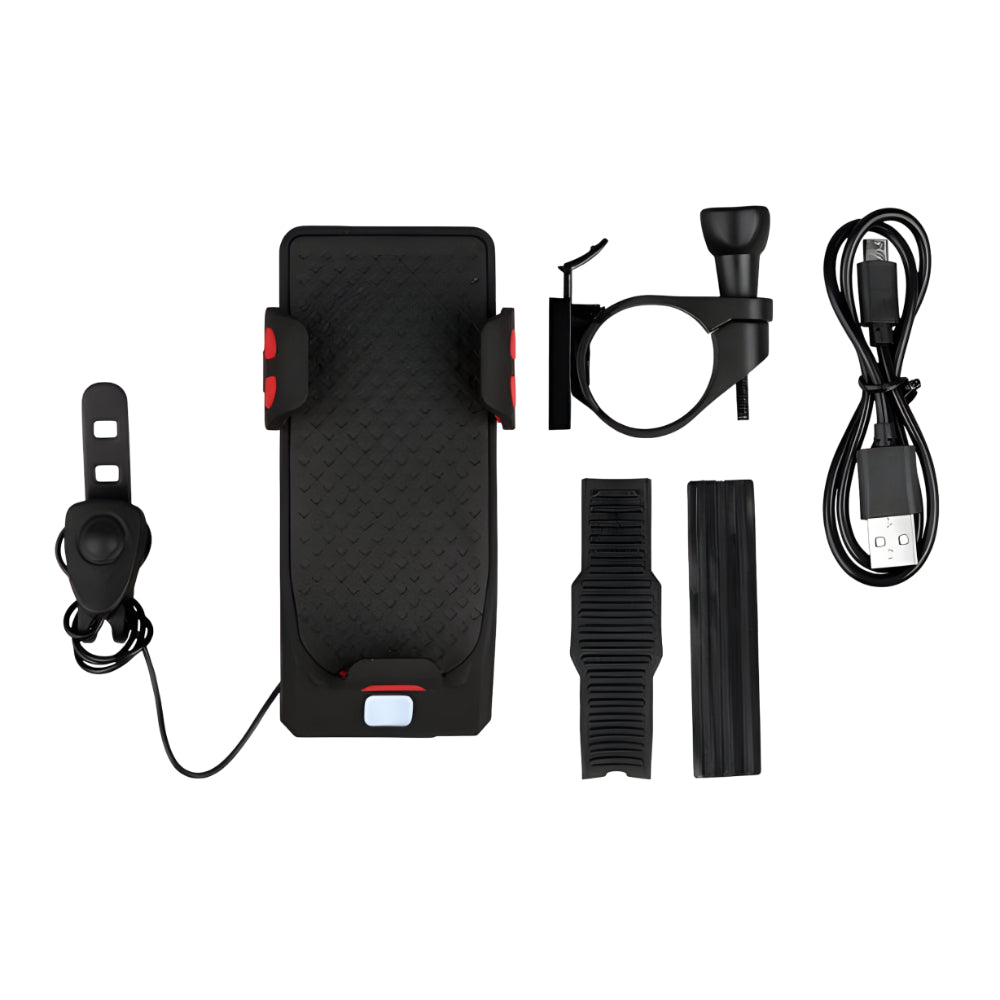 Versatile Bike Light with Phone Holder, Horn, and Charger