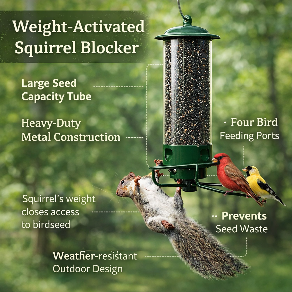 Durable Squirrel-Guard Tube Bird Feeder for Your Garden