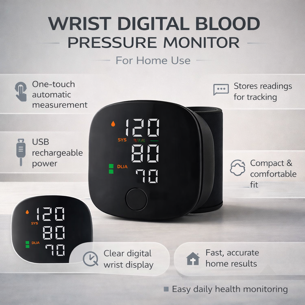 Smart Wrist Blood Pressure Tracker - Quick & Accurate Readings