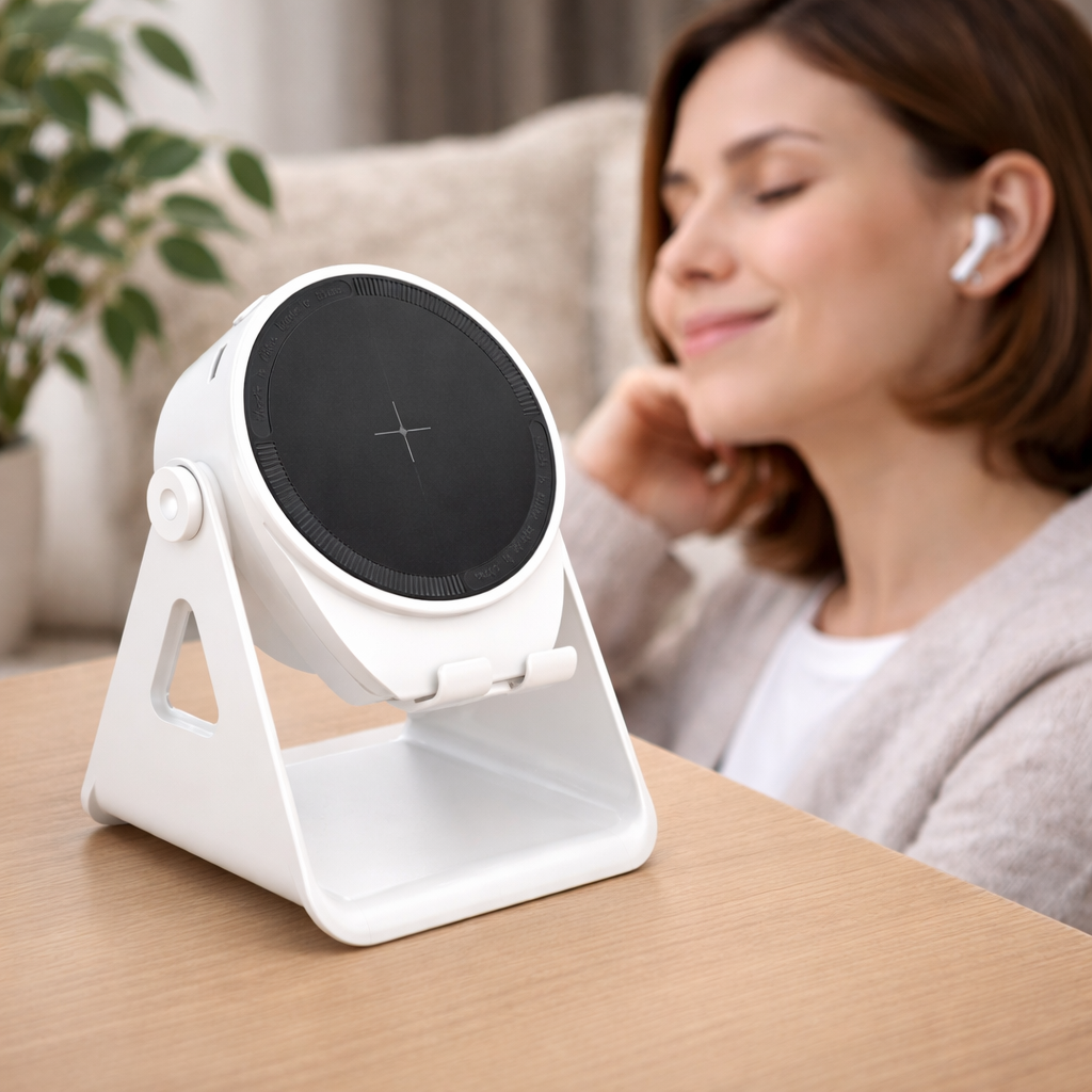 Smart Speaker Dock with Wireless Charging and LED Functionality