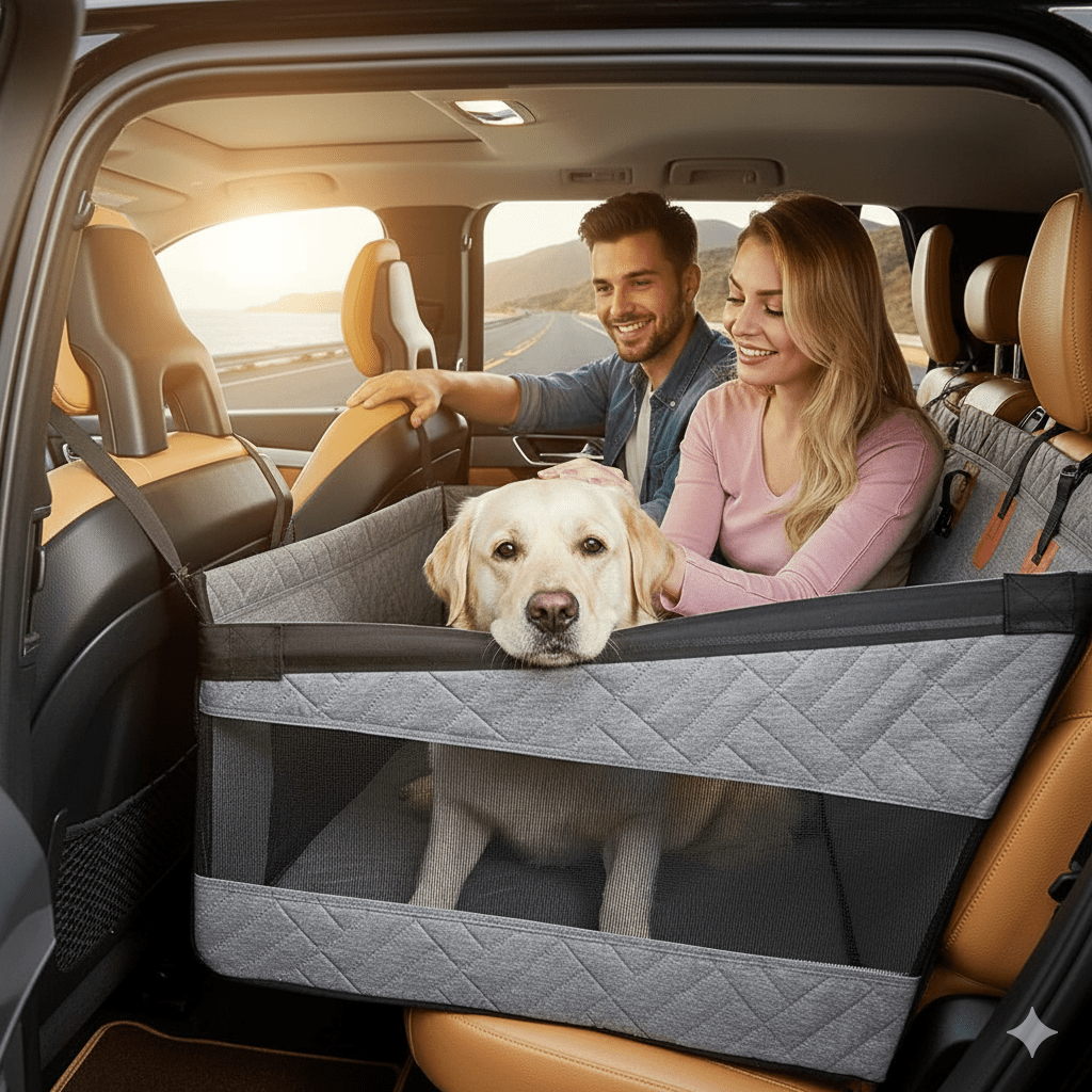Waterproof Dog Car Seat Cover with Memory Foam & Non-Slip Design