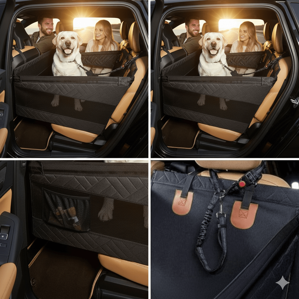 Waterproof Dog Car Seat Cover with Memory Foam & Non-Slip Design