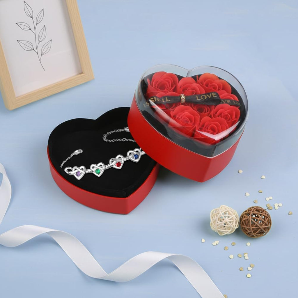 Customizable Heart Charm Bracelet for Meaningful Gifting