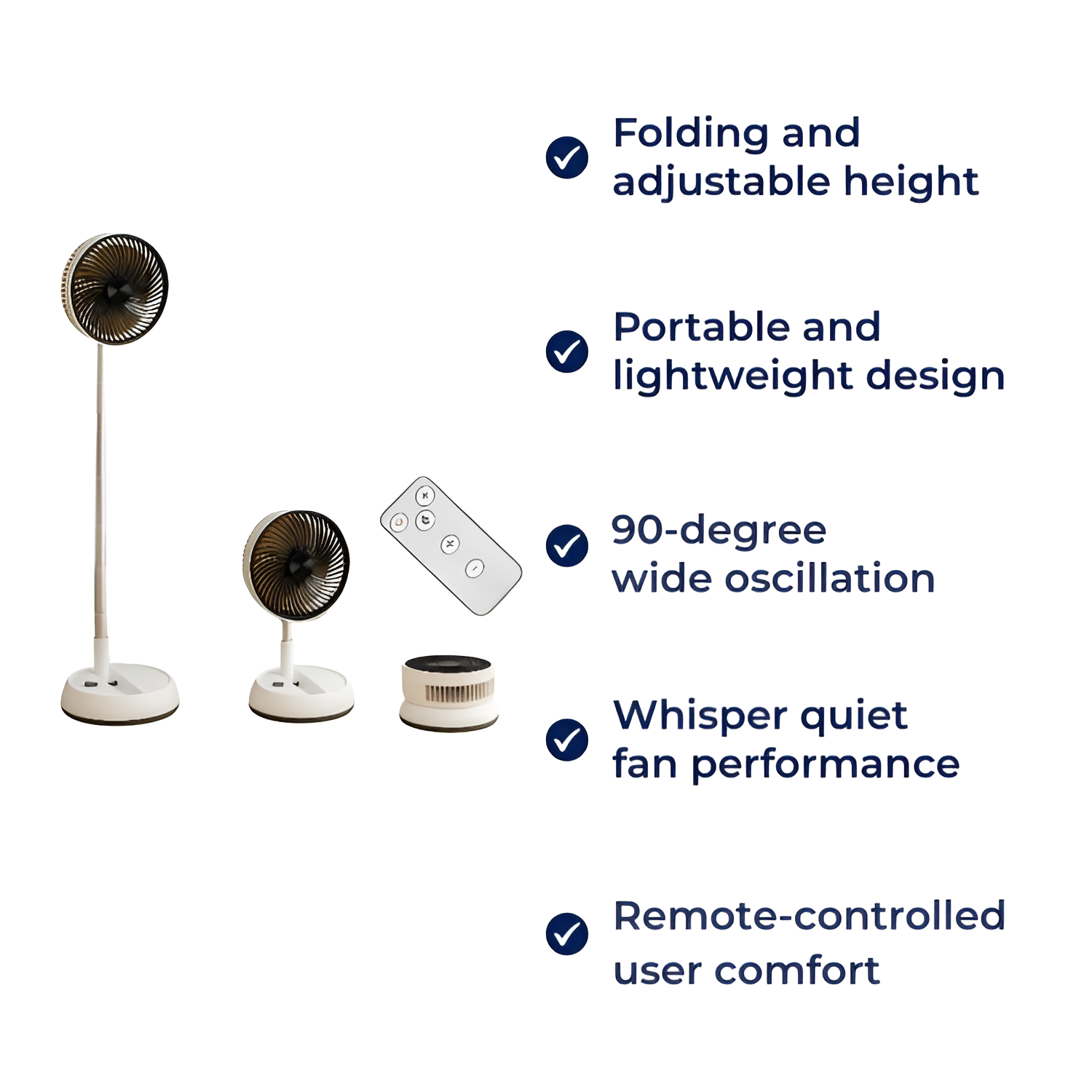 Oscillating Fan with Remote Control – Adjustable Speed, Lightweight for Home & Outdoor
