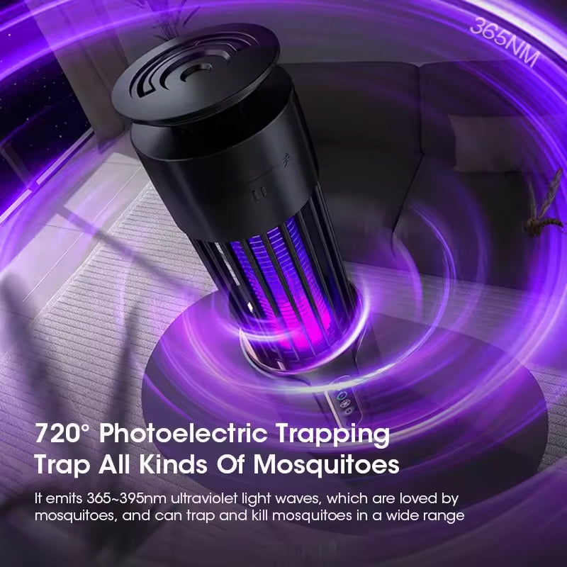 360° UV Light Indoor Bug Trap with Electric Grid – USB Rechargeable, 200m² Area, Night Light